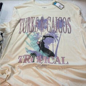 Goodfellow & Co Cream Tee with Purple Graphic